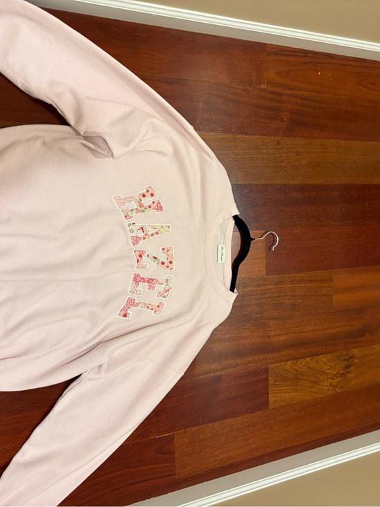 Hazel Boutique Tops - Women’s Light Pink Crewneck Sweatshirt with Floral Print Letters